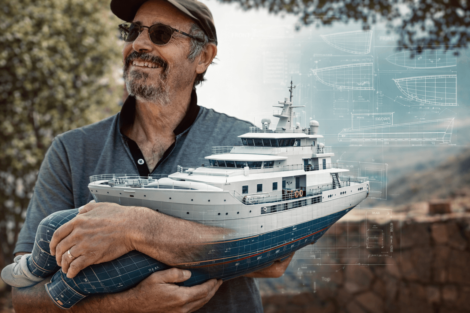 Michael A. Polini holding a ship model